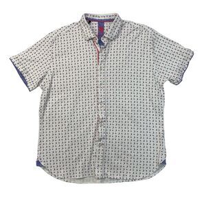 Patrick James Surfer Shirt Mens XL Extra Large White Short Sleeve Cotton Button